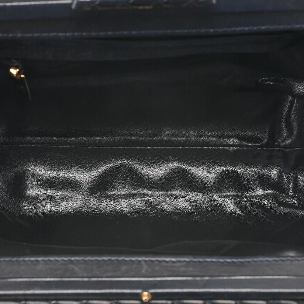 BOTTEGA VENETA ボッテガ ラムスキン イントレチャート マウス 2WAY ハンドバッグ 黒 ゴールド金具 中古