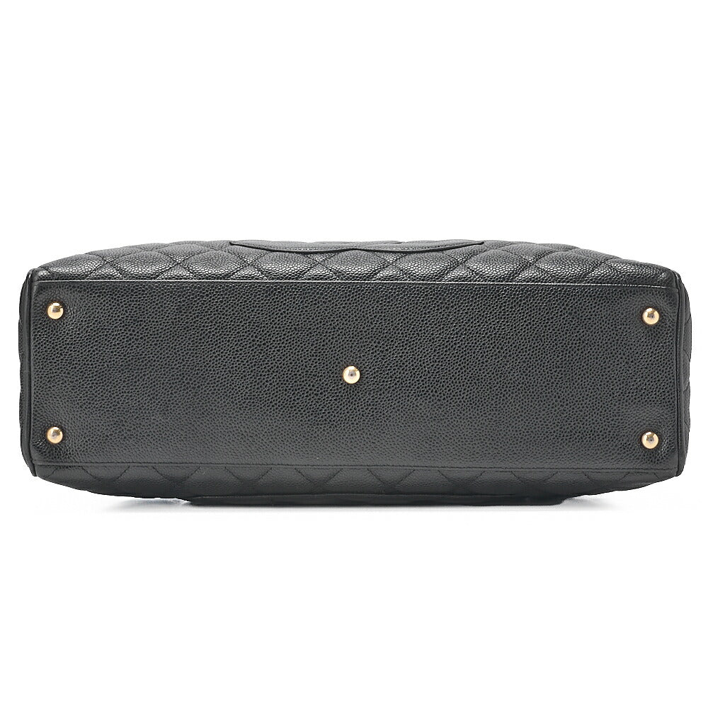 CHANEL Handbag Boston Bag Caviar Skin Matelasse Cocomark Black Gold-Tone Hardware, Pre-Owned