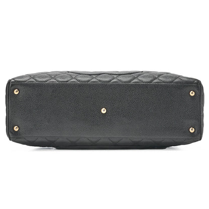 CHANEL Handbag Boston Bag Caviar Skin Matelasse Cocomark Black Gold-Tone Hardware, Pre-Owned