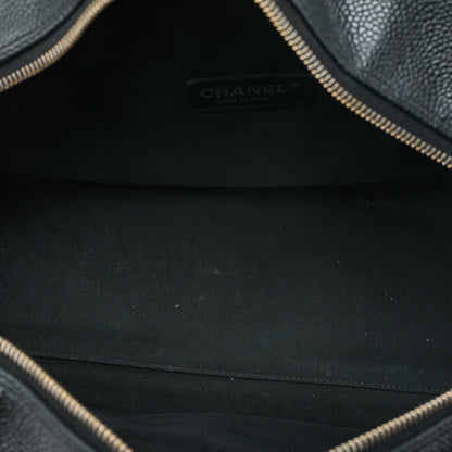 CHANEL Handbag Boston Bag Caviar Skin Matelasse Cocomark Black Gold-Tone Hardware, Pre-Owned
