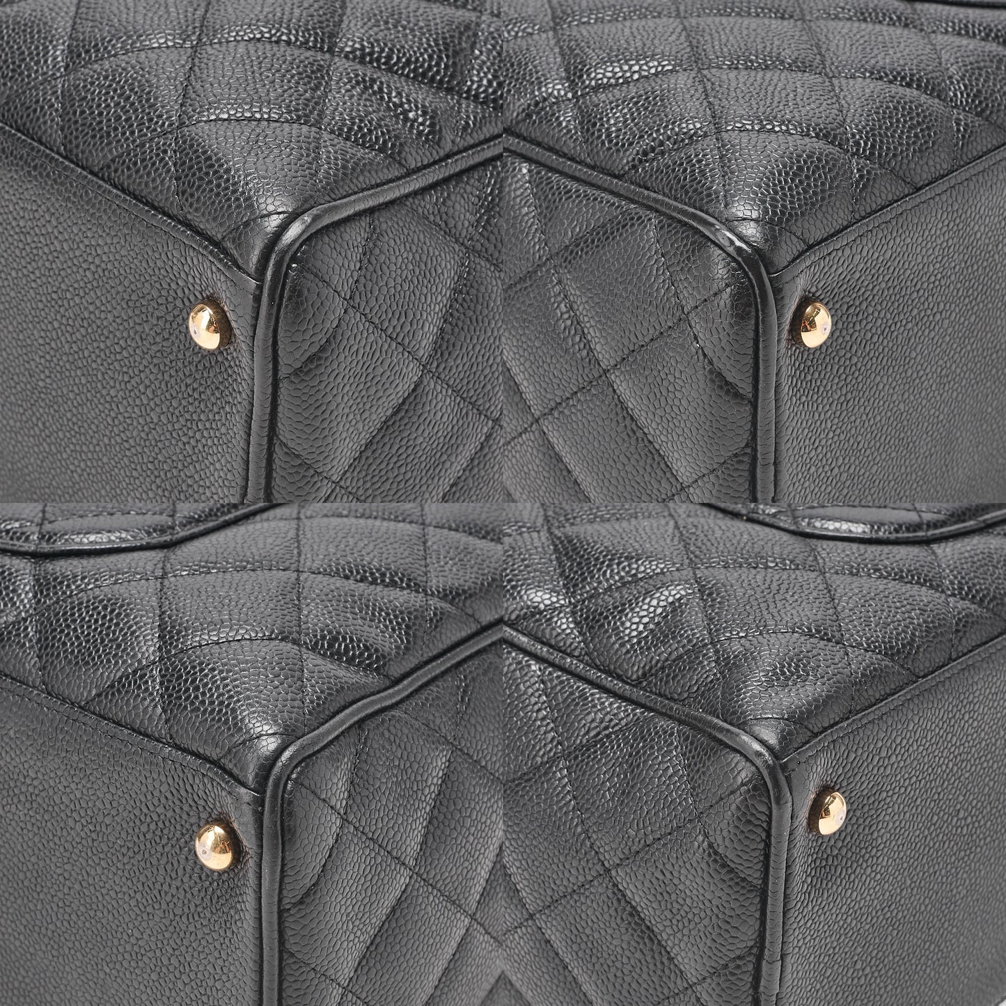 CHANEL Handbag Boston Bag Caviar Skin Matelasse Cocomark Black Gold-Tone Hardware, Pre-Owned