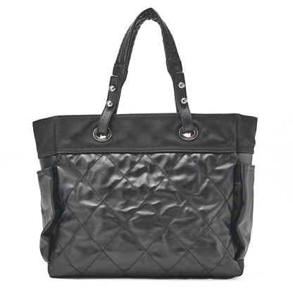 CHANEL トートバッグ コーティングキャンバス パリビアリッツGM ココチャーム 黒 シルバー金具 中古