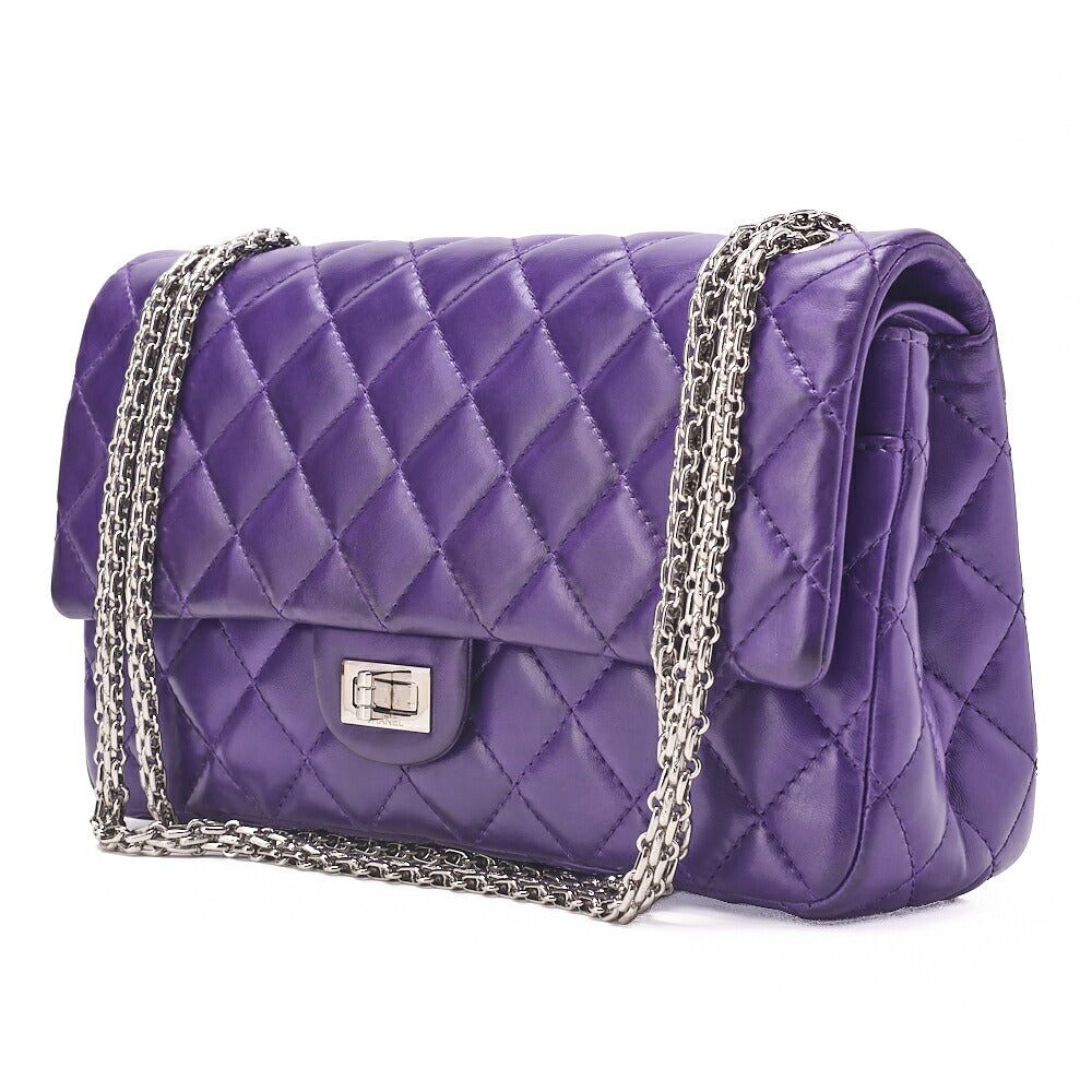 CHANEL Chain Shoulder Bag Matrasse 2.55 Lock Double Flap 2.55 Shoulder Lambskin Purple Silver-Tone Hardware, Pre-Owned
