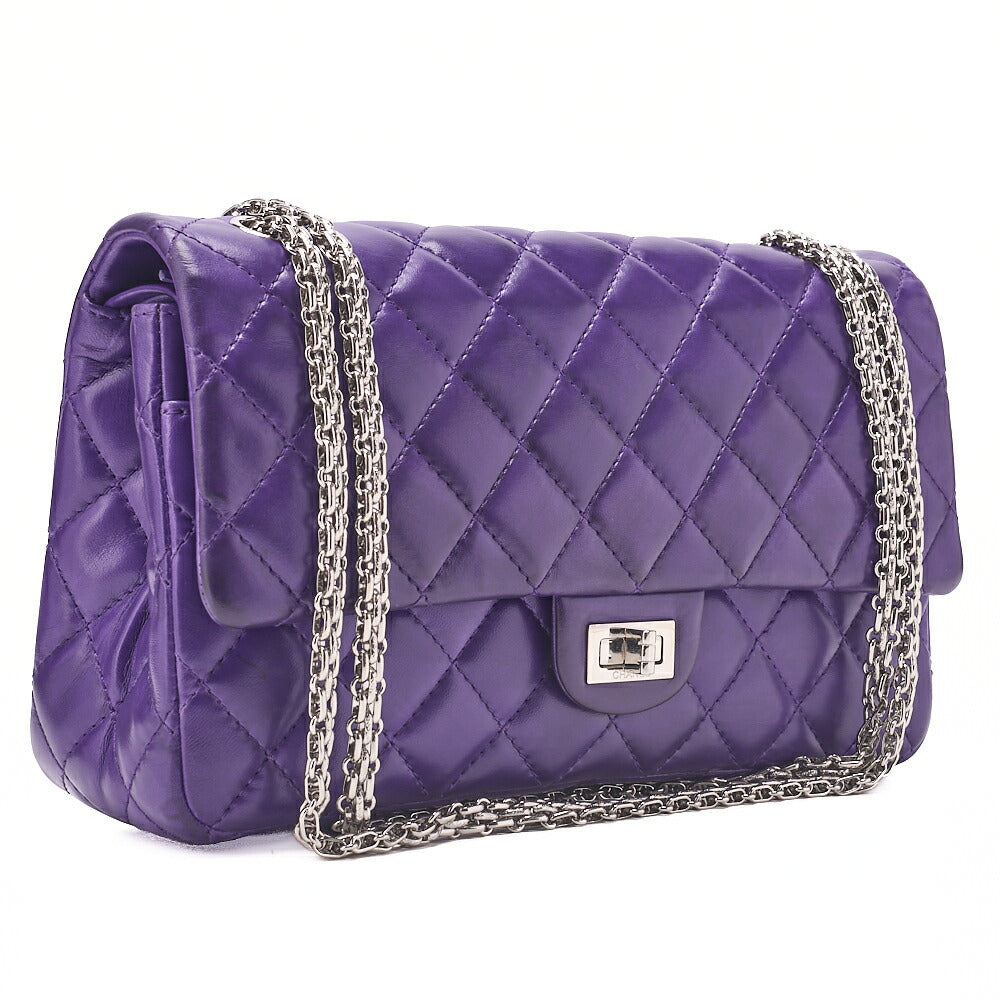 CHANEL Chain Shoulder Bag Matrasse 2.55 Lock Double Flap 2.55 Shoulder Lambskin Purple Silver-Tone Hardware, Pre-Owned