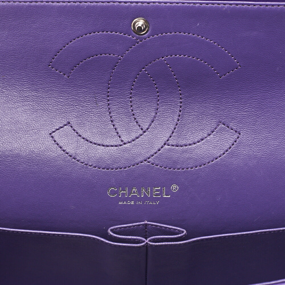 CHANEL Chain Shoulder Bag Matrasse 2.55 Lock Double Flap 2.55 Shoulder Lambskin Purple Silver-Tone Hardware, Pre-Owned