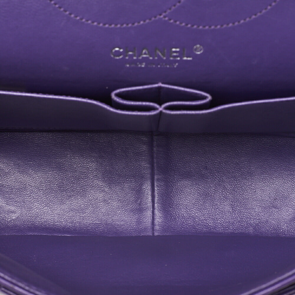 CHANEL Chain Shoulder Bag Matrasse 2.55 Lock Double Flap 2.55 Shoulder Lambskin Purple Silver-Tone Hardware, Pre-Owned