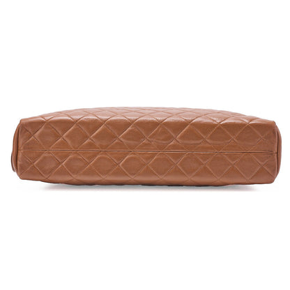 CHANEL マトラッセ プルチャーム ラウンドダブルチェーン ショルダーバッグ ラムスキン ブラウン ゴールド金具, 中古品