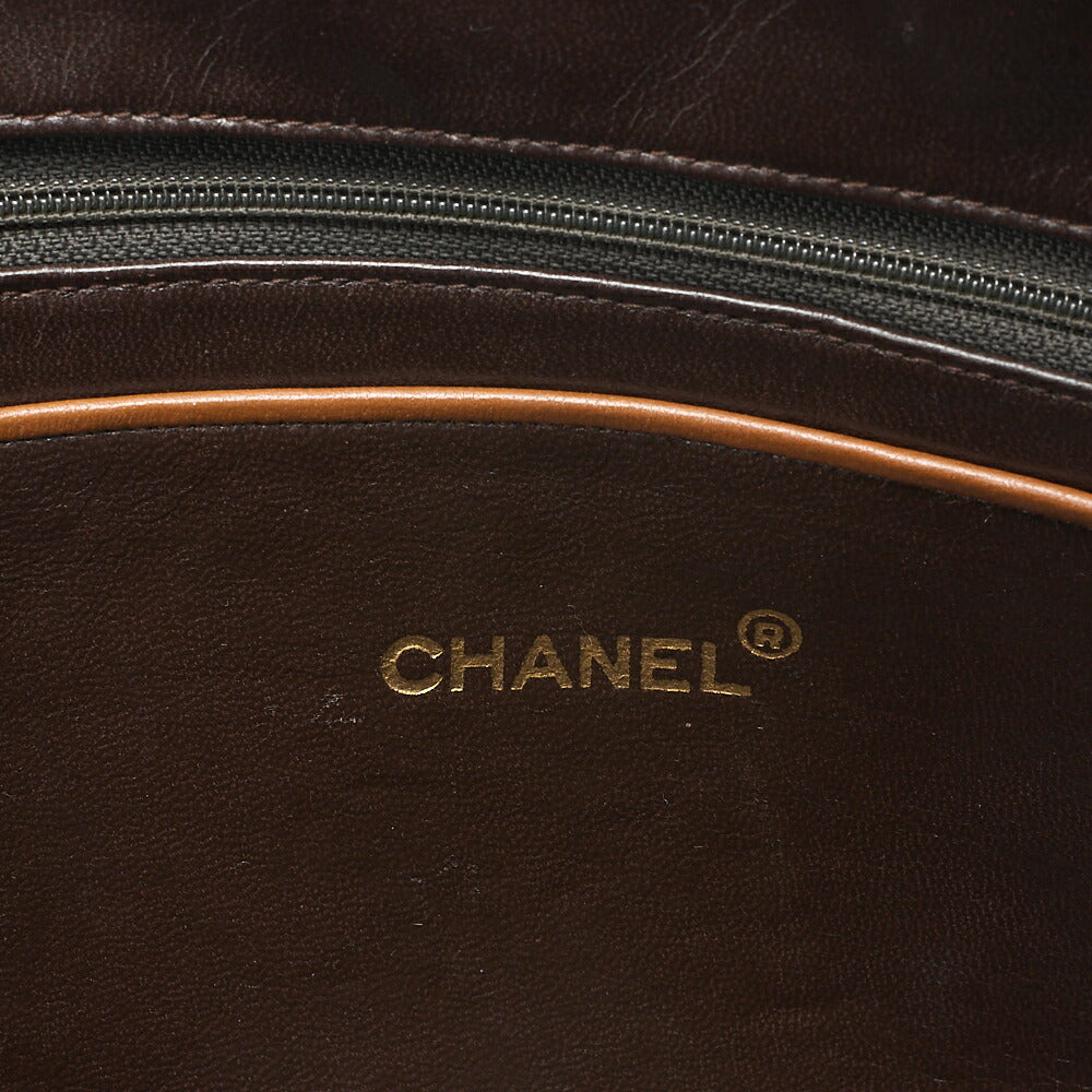 CHANEL マトラッセ プルチャーム ラウンドダブルチェーン ショルダーバッグ ラムスキン ブラウン ゴールド金具, 中古品