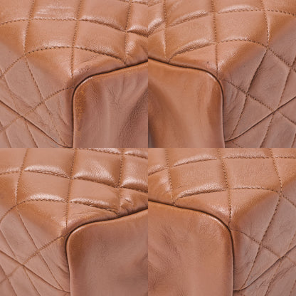 CHANEL マトラッセ プルチャーム ラウンドダブルチェーン ショルダーバッグ ラムスキン ブラウン ゴールド金具, 中古品