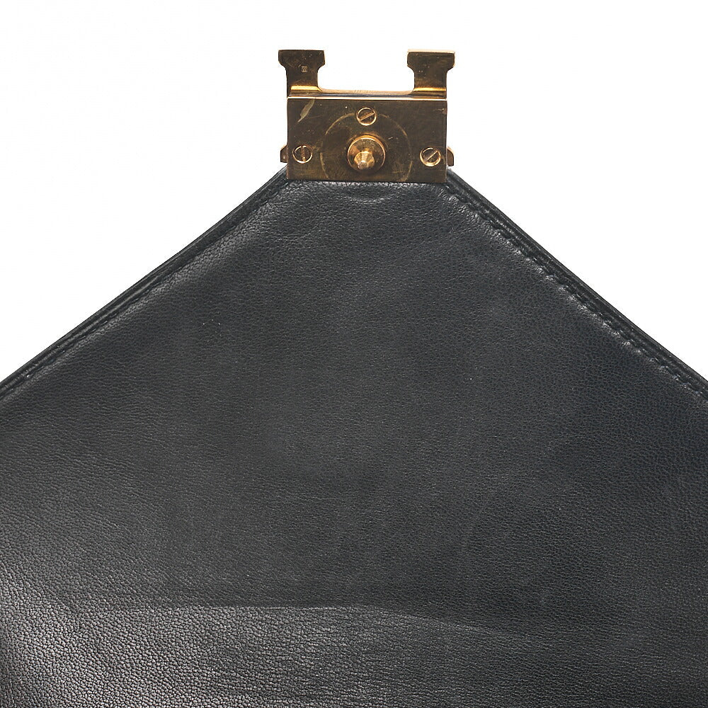 HERMES Shoulder Bag Reedy Push Lock Black Box Calf Gold-Tone Hardware, Pre-Owned