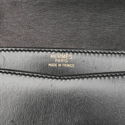 HERMES Shoulder Bag Reedy Push Lock Black Box Calf Gold-Tone Hardware, Pre-Owned