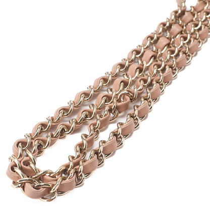 CHANEL V-Stitch Push Lock Coco Mark Chain Shoulder Calfskin Beige Gold-Tone Hardware, Pre-Owned