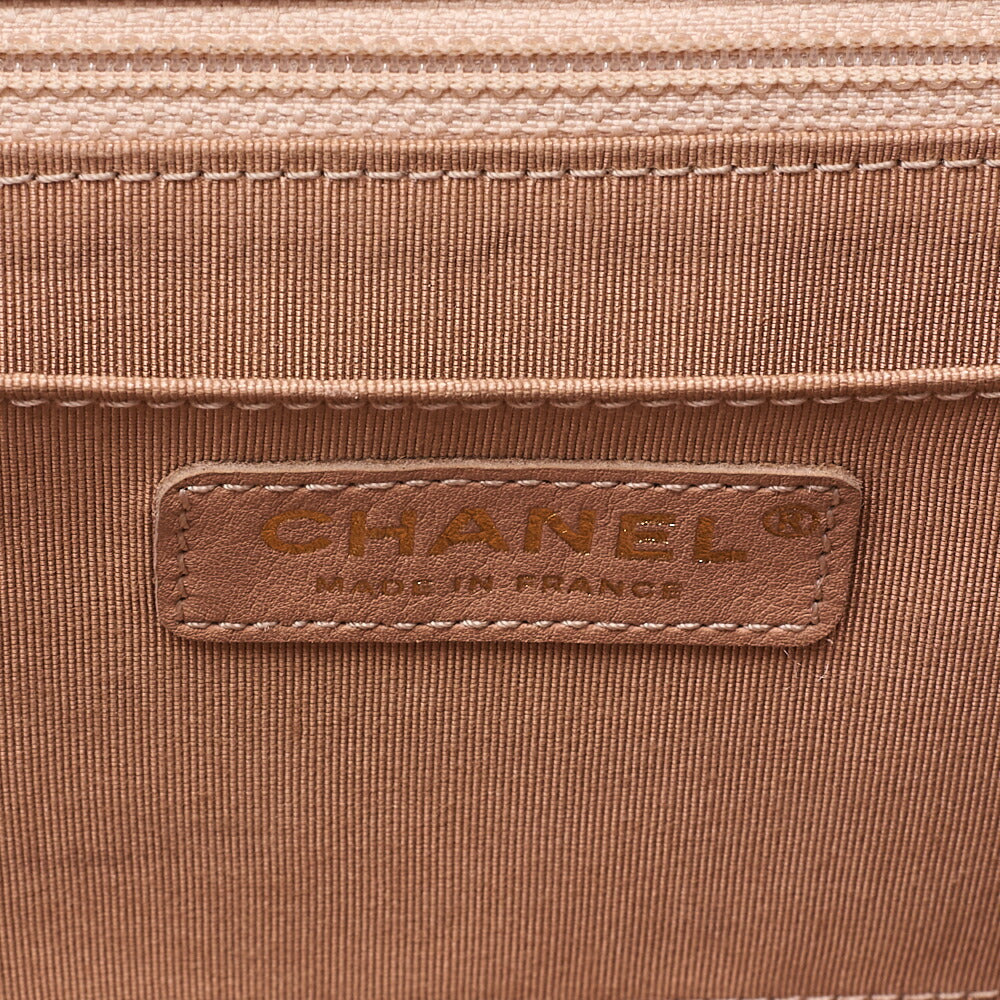 CHANEL V-Stitch Push Lock Coco Mark Chain Shoulder Calfskin Beige Gold-Tone Hardware, Pre-Owned