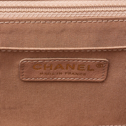 CHANEL V-Stitch Push Lock Coco Mark Chain Shoulder Calfskin Beige Gold-Tone Hardware, Pre-Owned