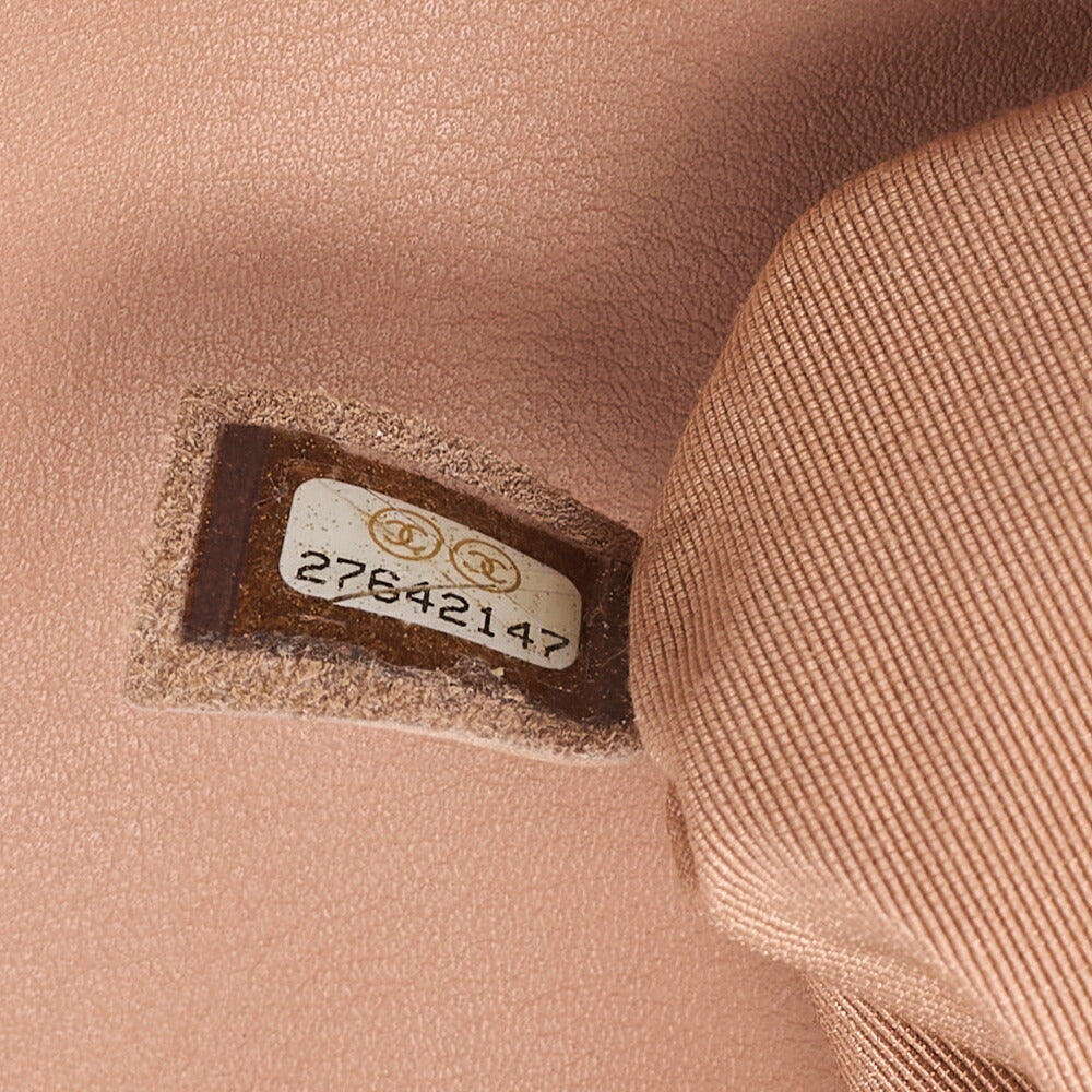 CHANEL V-Stitch Push Lock Coco Mark Chain Shoulder Calfskin Beige Gold-Tone Hardware, Pre-Owned
