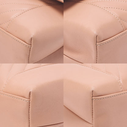 CHANEL V-Stitch Push Lock Coco Mark Chain Shoulder Calfskin Beige Gold-Tone Hardware, Pre-Owned