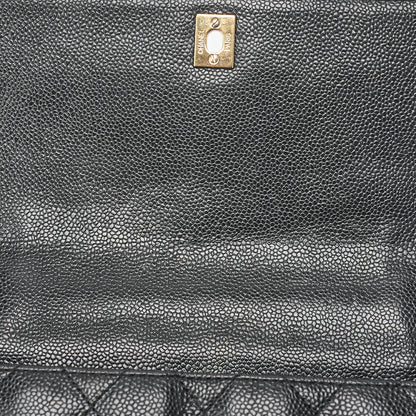 シャネル ハンドバッグ マトラッセ ターンロック ケリー型 キャビアスキン 黒 ゴールド金具 中古