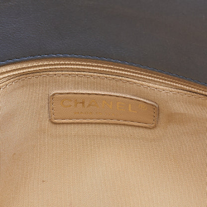 CHANEL Chain Tote Bag Cocomark Matrasse Lambskin Navy Gold-Tone Hardware, Pre-Owned