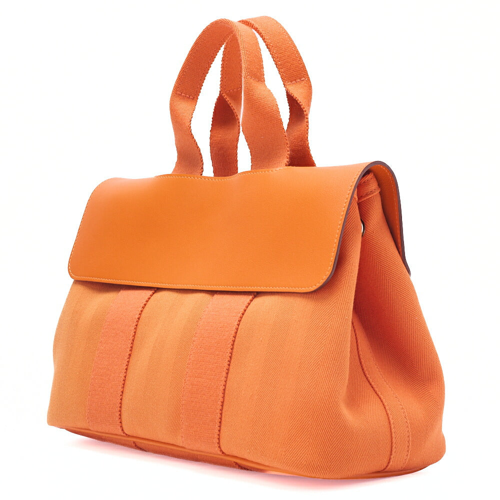 HERMES Valparaiso PM Tovalchevron X Vosswift Orange Silver-Tone Hardware, Pre-Owned