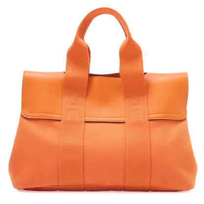 HERMES Valparaiso PM Tovalchevron X Vosswift Orange Silver-Tone Hardware, Pre-Owned
