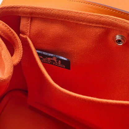 HERMES Valparaiso PM Tovalchevron X Vosswift Orange Silver-Tone Hardware, Pre-Owned