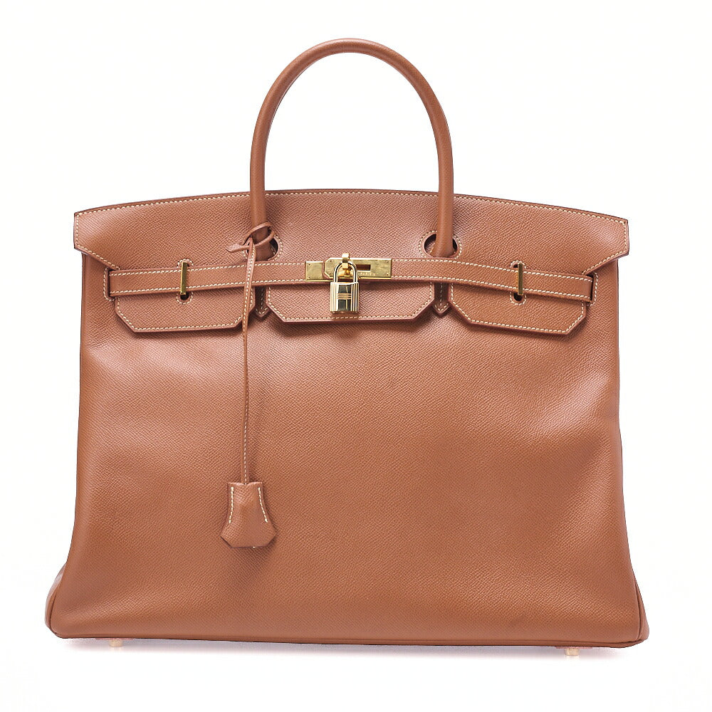 HERMES Birkin 40 Handbag Kushbel Gold-Tone Hardware, Pre-Owned