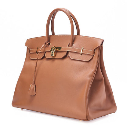 HERMES Birkin 40 Handbag Kushbel Gold-Tone Hardware, Pre-Owned