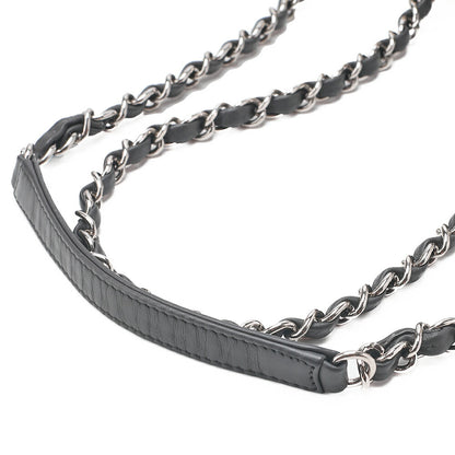 CHANEL キャビアスキン マトラッセ 25cm シングル フラップ チェーンショルダー ベージュ X グレー シルバー金具 中古
