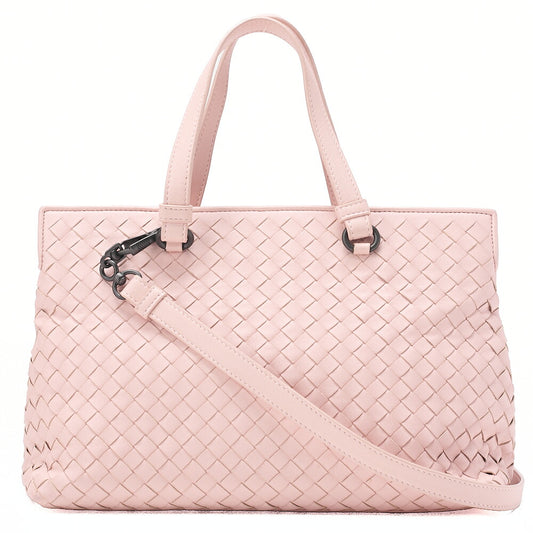BOTTEGA VENETA Bottega Lambskin Intrecciato 2-Way Handbag Pink Black-Tone Hardware, Pre-Owned