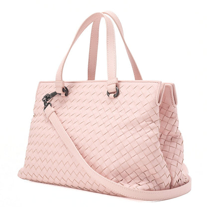 BOTTEGA VENETA ボッテガ ラムスキン イントレチャート 2WAYハンドバッグ ピンク ブラックトーン金具, 中古品