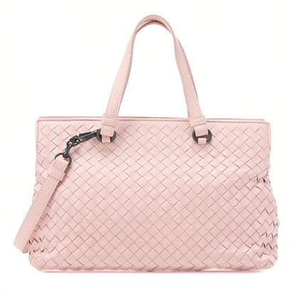 BOTTEGA VENETA ボッテガ ラムスキン イントレチャート 2WAYハンドバッグ ピンク ブラックトーン金具, 中古品