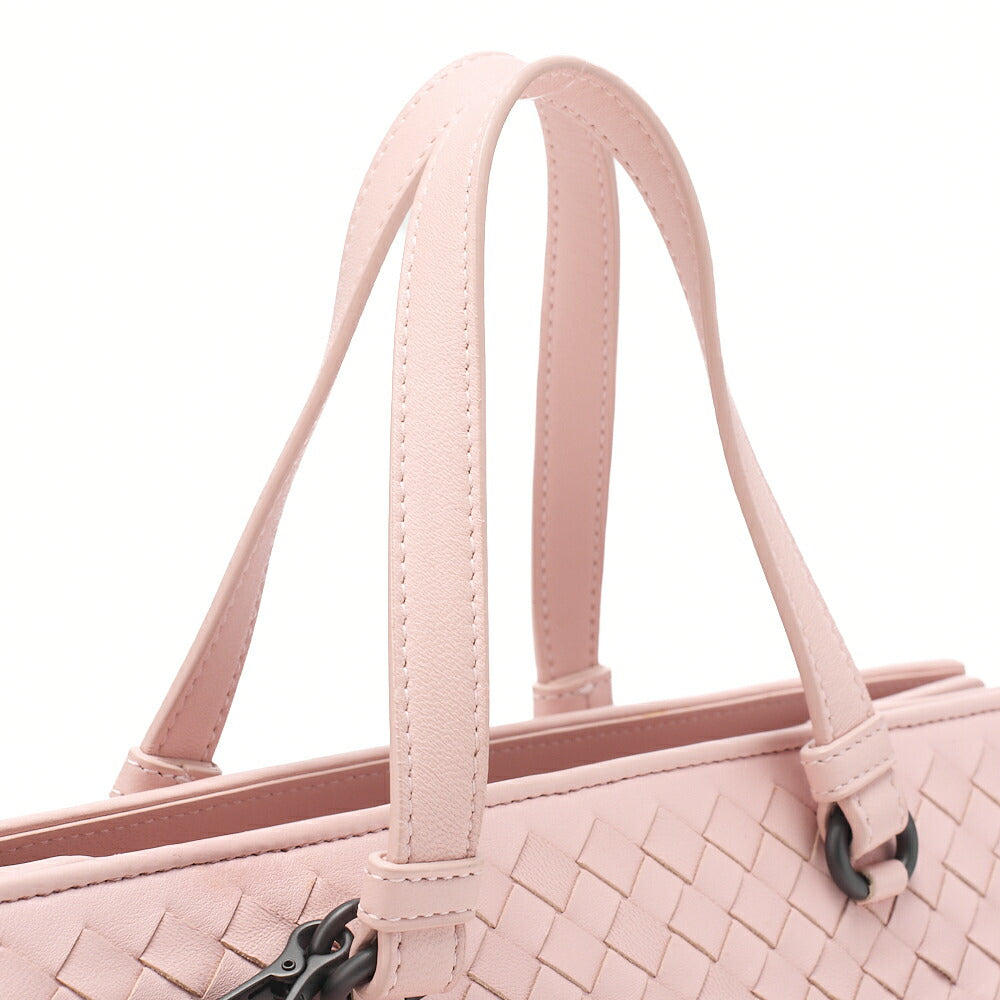 BOTTEGA VENETA ボッテガ ラムスキン イントレチャート 2WAYハンドバッグ ピンク ブラックトーン金具, 中古品