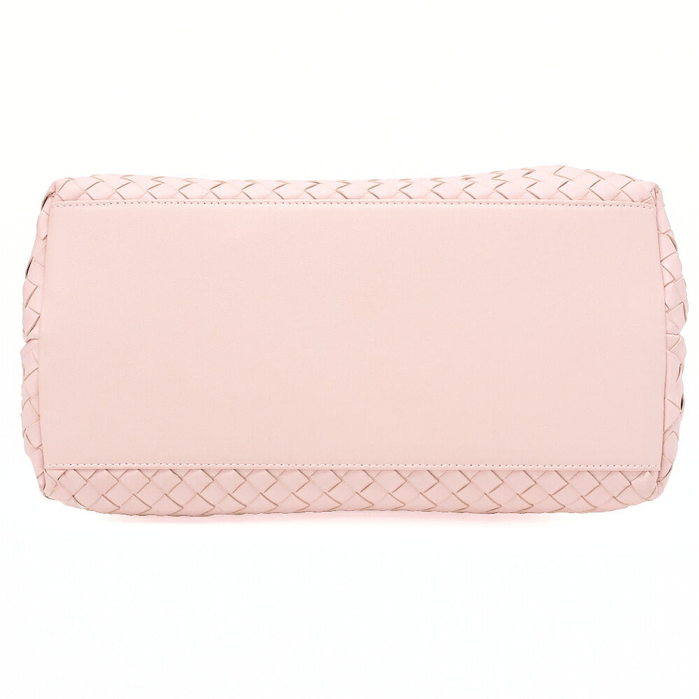 BOTTEGA VENETA ボッテガ ラムスキン イントレチャート 2WAYハンドバッグ ピンク ブラックトーン金具, 中古品