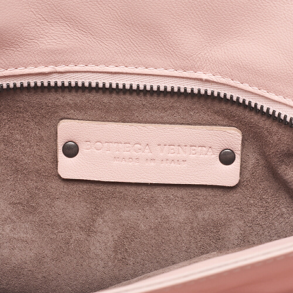 BOTTEGA VENETA ボッテガ ラムスキン イントレチャート 2WAYハンドバッグ ピンク ブラックトーン金具, 中古品