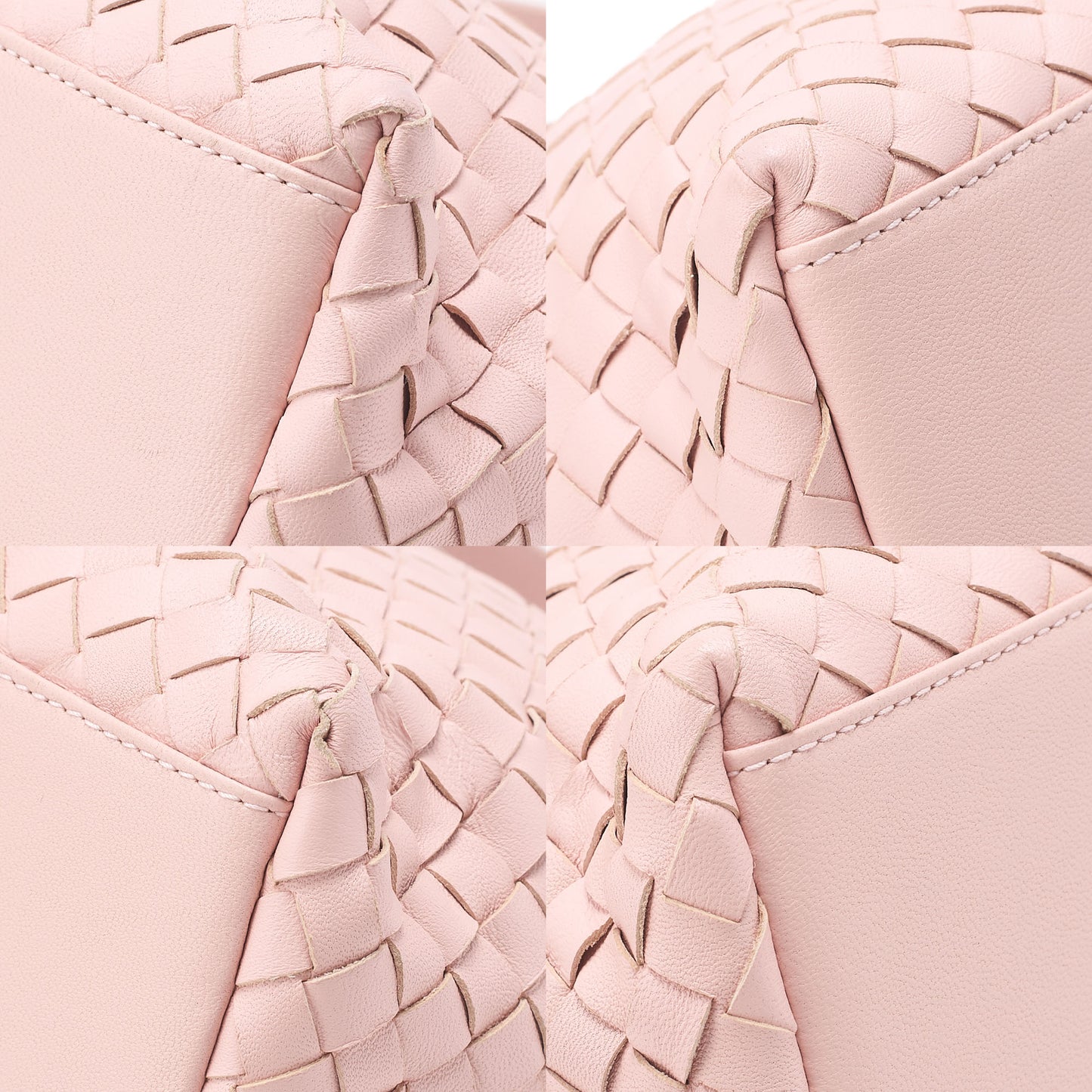 BOTTEGA VENETA ボッテガ ラムスキン イントレチャート 2WAYハンドバッグ ピンク ブラックトーン金具, 中古品