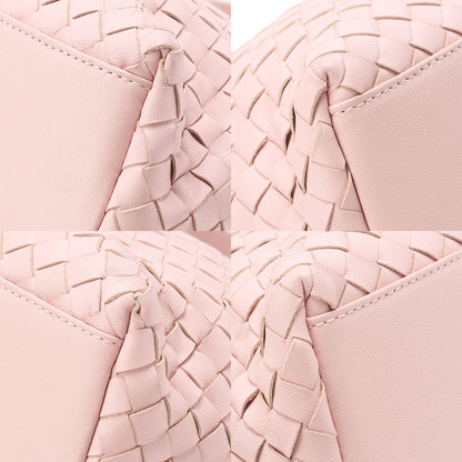 BOTTEGA VENETA ボッテガ ラムスキン イントレチャート 2WAYハンドバッグ ピンク ブラックトーン金具, 中古品