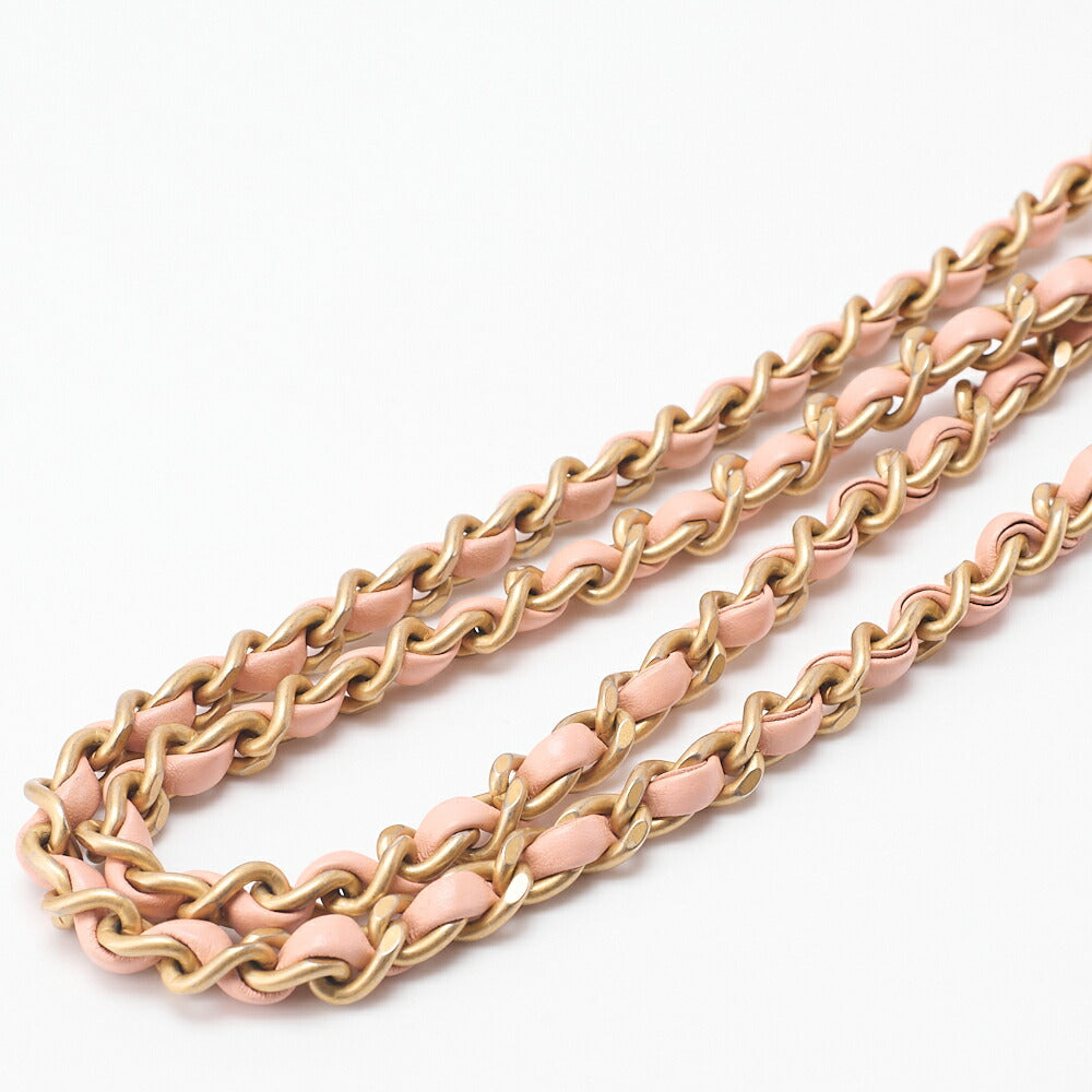 シャネル チェーンショルダーバッグ ミニマトラッセ 17cm ラムスキン シングル フラップ ターンロック ピンクゴールド金具, 中古品