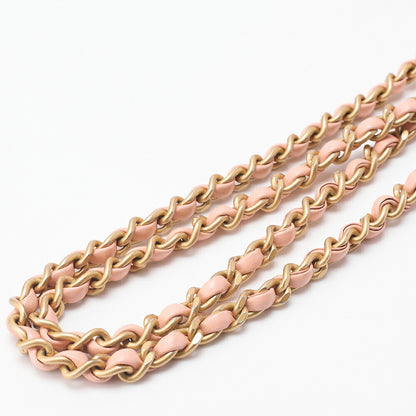 シャネル チェーンショルダーバッグ ミニマトラッセ 17cm ラムスキン シングル フラップ ターンロック ピンクゴールド金具, 中古品