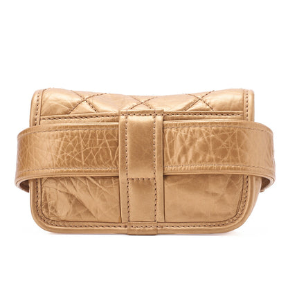 CHANEL ラムスキン ロゴ ベルト ウエストショルダー ゴールド シルバー金具, 中古