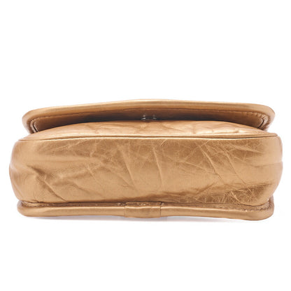 CHANEL ラムスキン ロゴ ベルト ウエストショルダー ゴールド シルバー金具, 中古