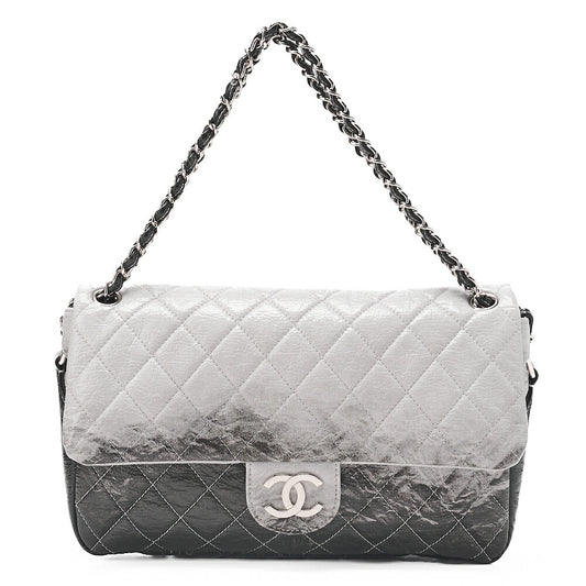 CHANEL Patent Matrasse Single Gradient Chain Shoulder Black X Gray Silver-Tone Hardware, Pre-Owned