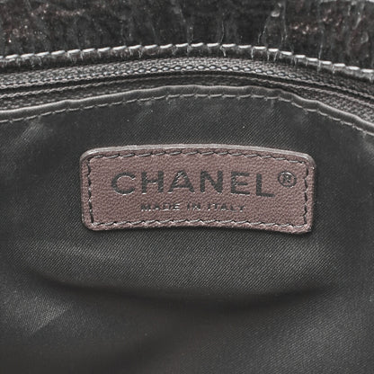 シャネル パテント マトラッセ シングルグラデーションチェーンショルダーバッグ ブラック X グレー シルバー金具、中古品