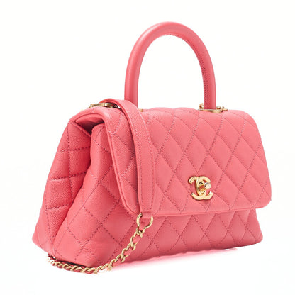 CHANEL Shoulder Bag Handbag Matlasse Coco Handle 2WAY Caviar Skin Rose Pink Gold-Tone Hardware, Pre-Owned