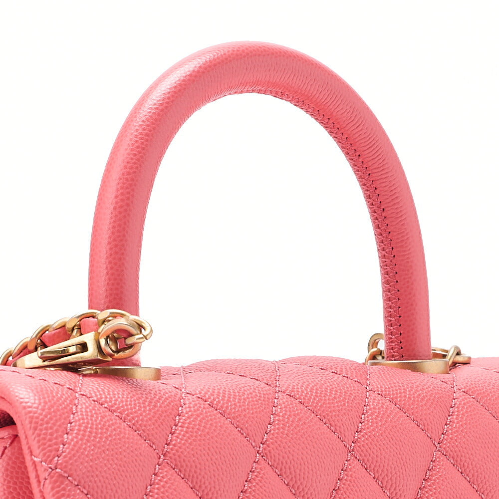 CHANEL Shoulder Bag Handbag Matlasse Coco Handle 2WAY Caviar Skin Rose Pink Gold-Tone Hardware, Pre-Owned