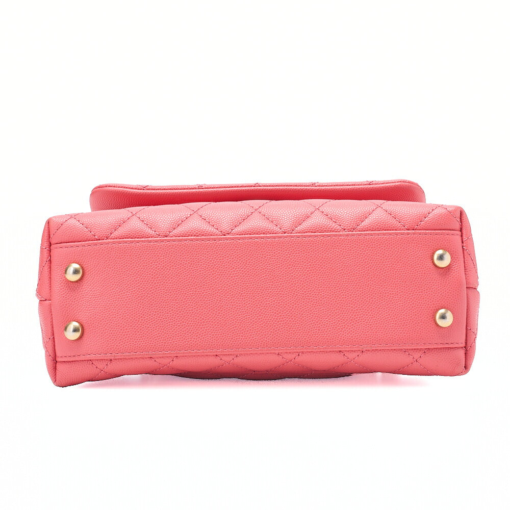CHANEL Shoulder Bag Handbag Matlasse Coco Handle 2WAY Caviar Skin Rose Pink Gold-Tone Hardware, Pre-Owned