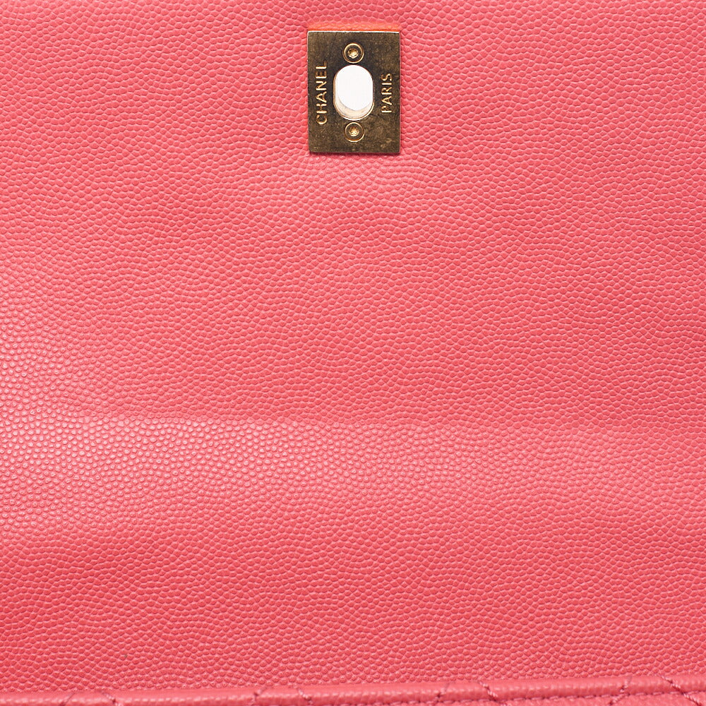 CHANEL Shoulder Bag Handbag Matlasse Coco Handle 2WAY Caviar Skin Rose Pink Gold-Tone Hardware, Pre-Owned