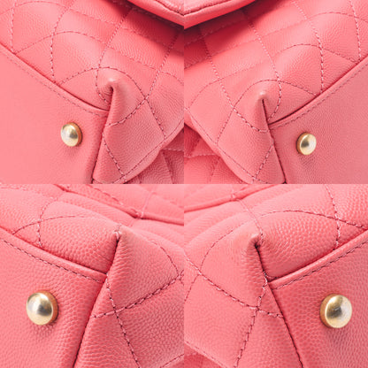 CHANEL Shoulder Bag Handbag Matlasse Coco Handle 2WAY Caviar Skin Rose Pink Gold-Tone Hardware, Pre-Owned