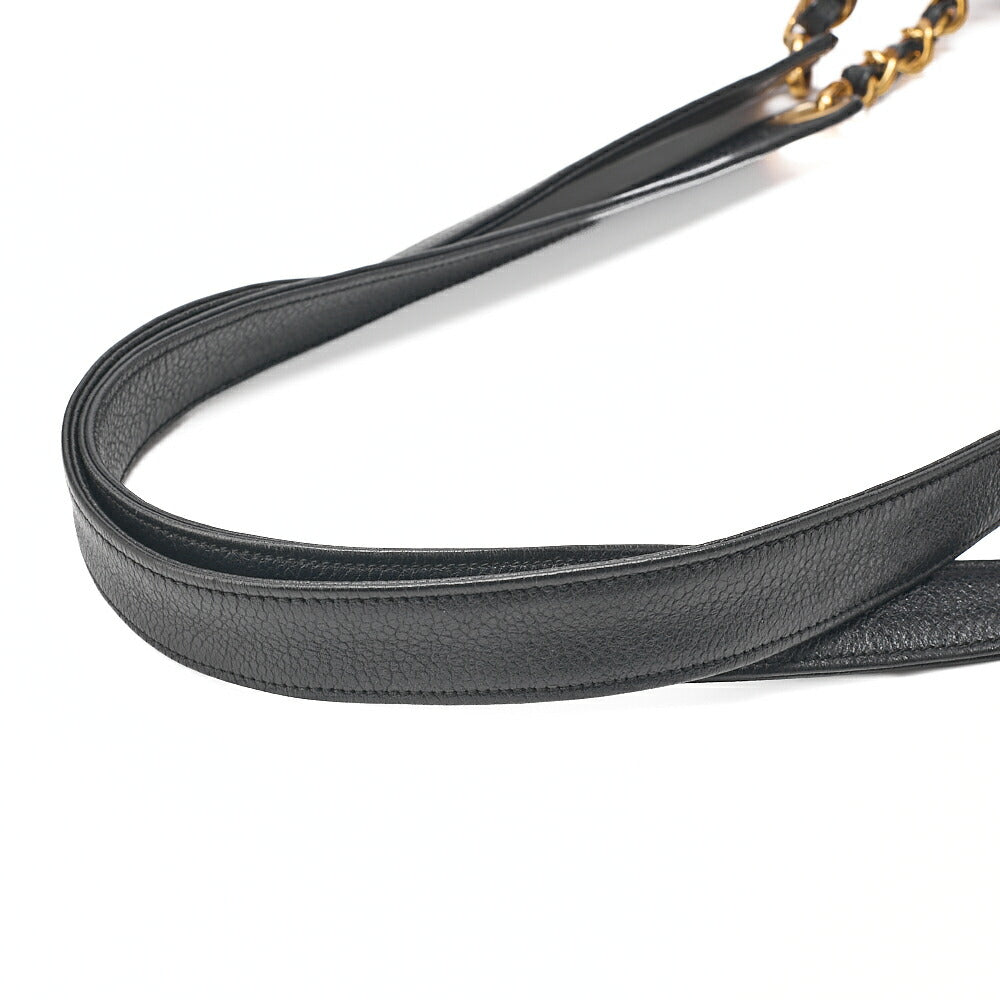 CHANEL Caviar Skin Outside Flap Chain Tote Black Gold-Tone Hardware, Pre-Owned