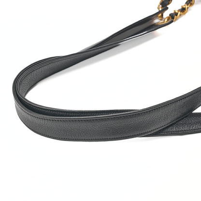 CHANEL Caviar Skin Outside Flap Chain Tote Black Gold-Tone Hardware, Pre-Owned