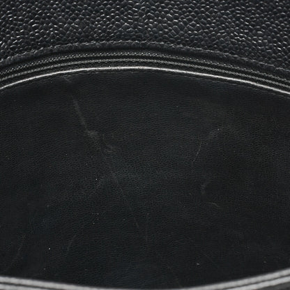 CHANEL Caviar Skin Outside Flap Chain Tote Black Gold-Tone Hardware, Pre-Owned